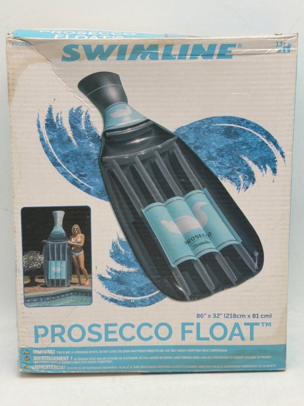 Swimline Prosecco Float 86"x32" Inflatable Lounger With Metallic Accents